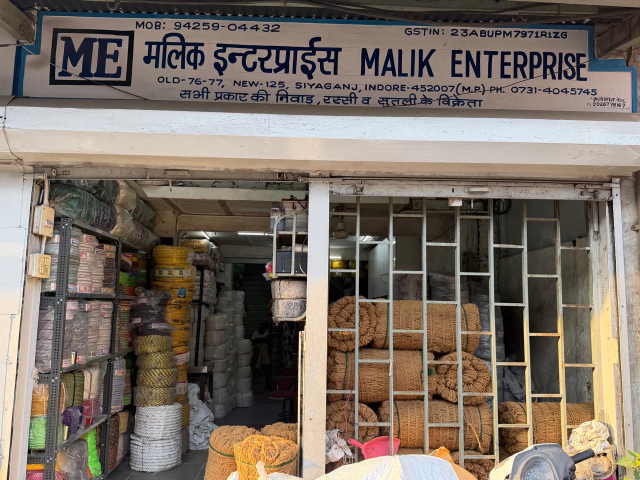 Malik Enterprise shop front in Siyaganj, Indore